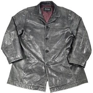 Wilsons Leather Jacket Pelle Studio Coat‎ Large Black Patina Y2K Grunge Street